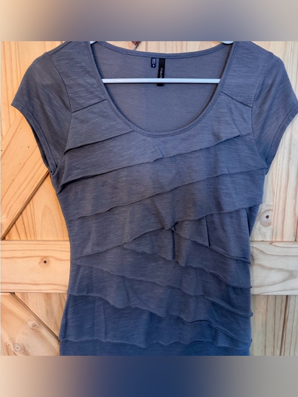 VINTAGE Maurices Layered Ruffle Scoop Neck Tee - Gray